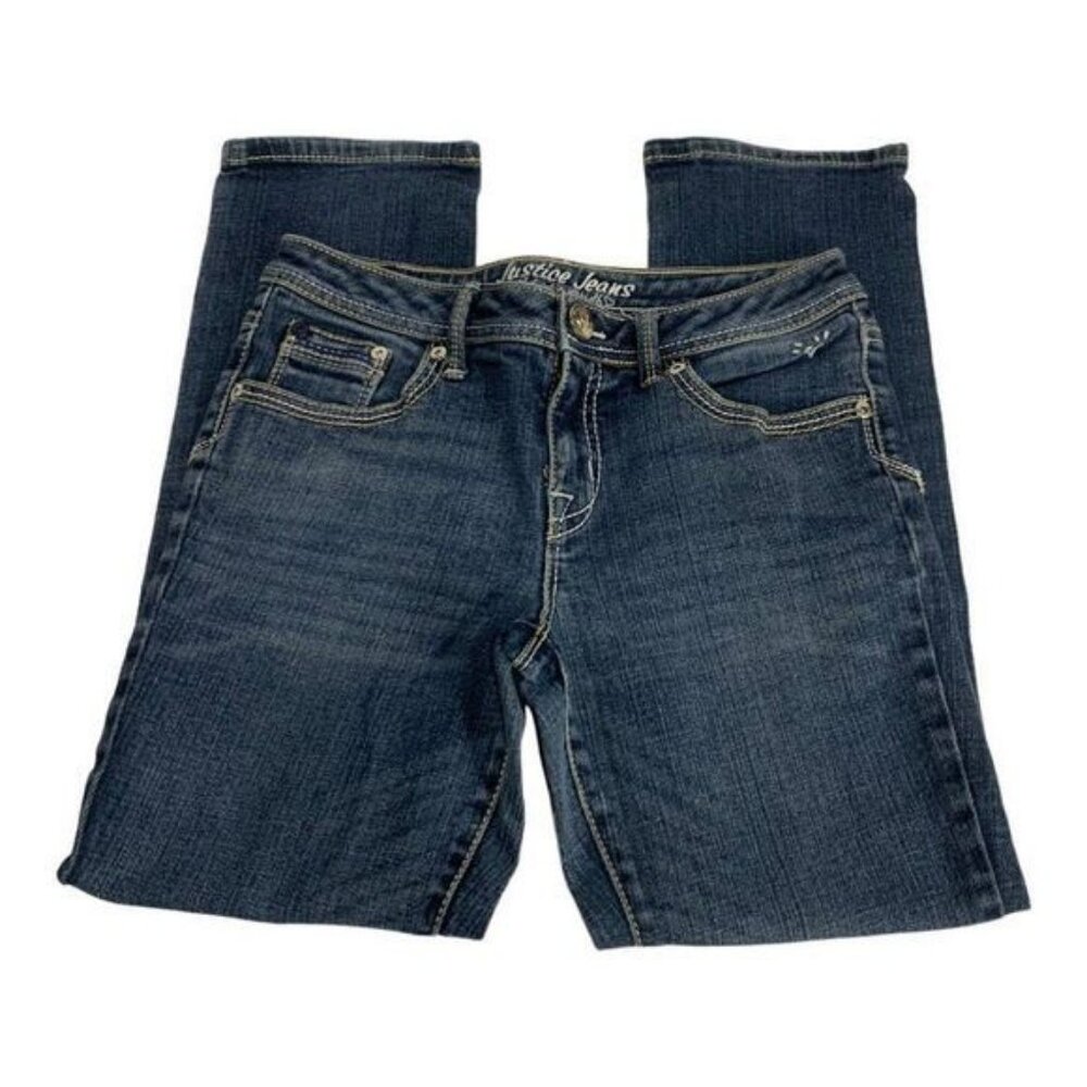 Justice Jeans Simply Low Rise Girls Size 8 Regular Medium Wash Denim Pants